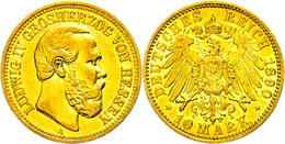 10 Mark, 1890, Ludwig IV., Ss., Katalog: J. 220 Ss - Other & Unclassified