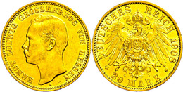 20 Mark, 1908, Ernst Ludwig, Kl. Rf., Ss-vz., Katalog: J. 226 Ss-vz - Altri & Non Classificati