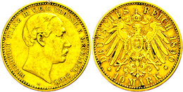 10 Mark, 1890, Friedrich Franz III., Kl. Rf., Bei 12 Uhr, Ss., Katalog: J.232 Ss - Andere & Zonder Classificatie