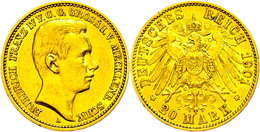 20 Mark, 1901, Friedrich Franz IV., Kl. Rf., Ss+., Katalog: J.234 - Altri & Non Classificati