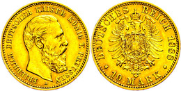 10 Mark, 1888, Friedrich II., Kl. Rf., Ss-vz., Katalog: J.247 Ss-vz - Sonstige & Ohne Zuordnung