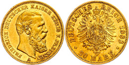 20 Mark, 1888, Friedrich III., Kl. Rf., Ss-vz., Katalog: J.248 Ss-vz - Sonstige & Ohne Zuordnung