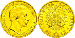 20 Mark, 1888, Wilhelm II., Wz. Rf., Ss, Katalog: J.250 Ss - Altri & Non Classificati