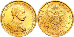 20 Mark, 1914, Wilhelm II. In Gardeuniform, Vz., Katalog: J.253 Vz - Altri & Non Classificati