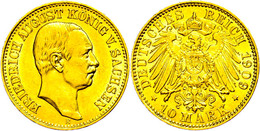 10 Mark, 1907, Friedrich August III., Wz. Rf., F. Vz., Katalog: J. 267 - Otros & Sin Clasificación