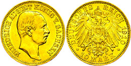 10 Mark, 1910, Friedrich August III., Wz. Rf., Vz., Katalog: J. 267 Vz - Altri & Non Classificati