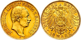 10 Mark, 1911, Friedrich August, Kl. Kr. Auf Avers, Vz-st., Katalog: J.267 Vz-st - Sonstige & Ohne Zuordnung