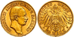 20 Mark, 1905, Friedrich August III., Kl. Rf., Kratzer, Ss-vz., Katalog: J.268 Ss-vz - Sonstige & Ohne Zuordnung