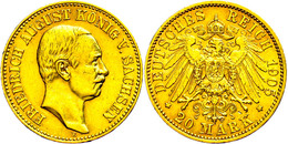 20 Mark, 1905, Friedrich August III., Kl. Rf., F. Vz., Katalog: J.268 - Other & Unclassified