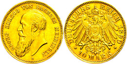 10 Mark, 1890, Georg II., Kl. Rf., F. Vz, Erworben Bei Der Firma Harald Möller, Espenau. Mit Aktueller Kurz-Expertise Gu - Other & Unclassified