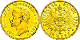 20 Mark, 1892, Carl Alexander, Kl. Kr. Auf Dem Avers, Vz., Katalog: J. 282 - Altri & Non Classificati