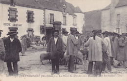 CPA 56 @ QUESTEMBERT - La Place Du Marché Aux Moutons Vers Les Halles En 1917 - Questembert