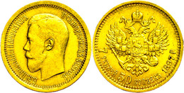 7 1/2 Rubel, Gold, 1897, Nikolaus II., Fb. 178, Randfehler, Ss  Ss - Sonstige & Ohne Zuordnung