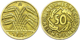 50 Reichspfennig, 1924, A, Ss., Katalog: J.318 Ss - Sonstige & Ohne Zuordnung