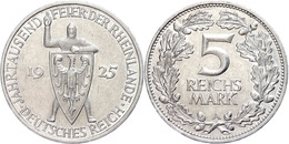 5 Reichsmark, 1925, A, Rheinlande, Kl. Kr. Und Rf., Vz., Katalog: J.322 Vz - Altri & Non Classificati