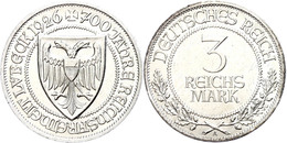 3 Reichsmark, 1925, Lübeck 700 Jahre Reichsfreiheit, Minimale Randfehler, Vz., Katalog: J.323 Vz - Autres & Non Classés