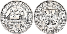 3 Reichsmark, 1927, Bremerhaven, Vz-st., Katalog: J.325 Vz-st - Otros & Sin Clasificación