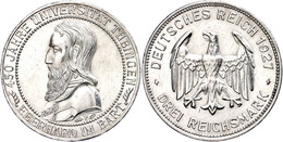 3 Reichsmark, 1927, Universität Tübingen, Kl. Rf., Vz., Katalog: J.328 Vz - Autres & Non Classés