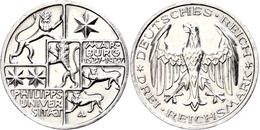 3 Reichsmark, 1927, Marburg, Poliert, Kl. Rf., Vz., Katalog: J.330 Vz - Sonstige & Ohne Zuordnung