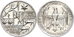 3 Reichsmark, 1927, Marburg, Vz., Katalog: J.330 Vz - Sonstige & Ohne Zuordnung