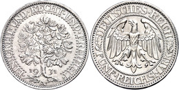 5 Reichsmark, 1931, A, Eichbaum, Grünspan, Kl. Rf., Leicht Berieben, Vz., Katalog: J.331 Vz - Altri & Non Classificati