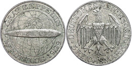 5 Reichsmark, 1930 A, Graf Zeppelin, Vz, Katalog: J.343 Vz - Sonstige & Ohne Zuordnung