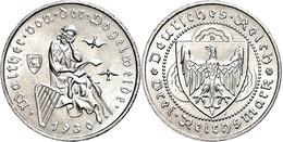 3 Reichsmark, 1930, D, Vogelweide, Vz+., Katalog: J.344 Vz-st - Sonstige & Ohne Zuordnung