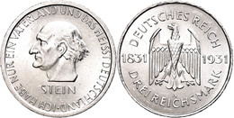 3 Reichsmark, 1931, A, Stein, Kl. Rf., Vz., Katalog: J.348 Vz - Autres & Non Classés