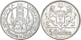 Danzig, 5 Gulden, 1923, Marienkirche, Kl. Rf., Vz., Katalog: J.D9 Vz - Other & Unclassified