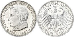 5 Mark, 1957, Eichendorff, Wz. Rf., Vz, Katalog: J. 391 Vz - Sonstige & Ohne Zuordnung
