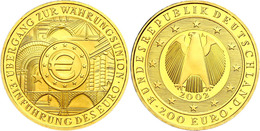 200 Euro Gold, 2002, Übergang Zur Währungsunion, Mzz A, In Kapsel, Ohne Zertifikat Und Originalschatulle, PP., Katalog:  - Other & Unclassified