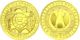 200 Euro, Gold, 2002, D, Währungsunion, Mit Zertifikat In Ausgabeschatulle, St., Katalog: J.494 St - Andere & Zonder Classificatie