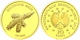 20 Euro, Gold, 2012, Deutscher Wald-Fichte, Mzz F, Mit Zertifikat In Kapsel Und Etui, St, Katalog: J.572 St - Altri & Non Classificati