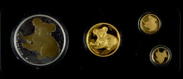 Koala Four Coin Set Zu 5 (1/25 Oz), 15 (1/10 Oz) Und 100 Dollars (1oz), Gold, Und 1 Dollar (1oz) Silber Mit Vergoldetem  - Sonstige & Ohne Zuordnung