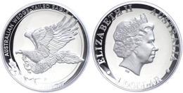 1 Dollar, 2014, Wedge Tailed Eagle, 1 Unze Silber, High Relief, Etui Mit OVP Und Zertifikat. Auflage Nur 10.000 Stück, P - Other & Unclassified