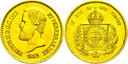 20 000 Reis, Gold, 1852, Pedro II., Rio De Janeiro, Fb. 121, Kl. Kratzer Und Rf., Ss-vz.  Ss-vz - Brésil