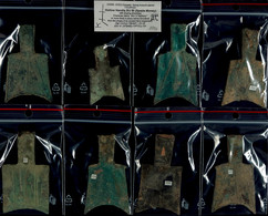 Zhou-Dynastie 1122-220 V. Chr., Lot Von Acht Æ-Hohlstielspatenmünzen, Sog. Hollow Handle Sloping Shoulders Spade Money,  - Cina