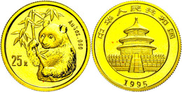 25 Yuan, Gold, 1995, Panda, Large Date, KM 717, Rote Flecken, St.  St - Cina