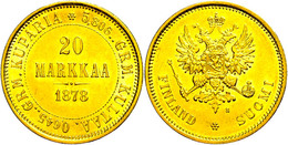 20 Markkaa, Gold, 1878, Alexander II., Fb. 1, Vz.  Vz - Finlandia