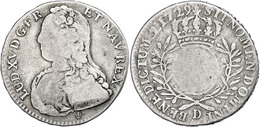 1/2 Écu Aux Branches D'olivier, 1729, D (Lyon), Louis XV., Gadoury 313(R2), S-ss.  S-ss - Other & Unclassified