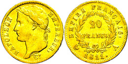 20 Francs, Gold, 1811, A, Napoleon I., Fb. 511, Kl. Rf., Ss.  Ss - Other & Unclassified