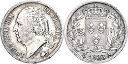 1/2 Franc, 1823, Silber, Paris, Louis XVIII (1815-1824), Gad. 401, Rf., Fast Vz. - Sonstige & Ohne Zuordnung