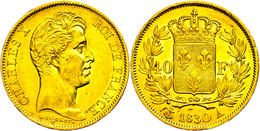 40 Francs, Gold, 1830, Charles X., A (Paris), Fb. 547, Kl. Rf., Ss-vz  Ss-vz - Sonstige & Ohne Zuordnung