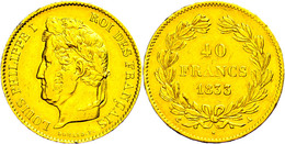 40 Francs Gold, 1833, A, Louis Philippe I., Fb. 557, Kl. Rf., Ss.  Ss - Autres & Non Classés