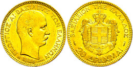 20 Drachmen, Gold, 1884, Georg I., Fb. 18, Ss.  Ss - Griekenland