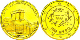 100 Euro, Gold, 2004, Palast Von Knossos, KM 192, Mit Zertifikat In Originaletui Und Umverpackung, PP.  PP - Griechenland