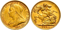 Sovereign, Gold, 1894, Victoria, Fb. 396, Kratzer, Ss  Ss - Andere & Zonder Classificatie