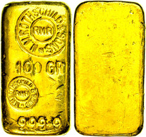 100g Goldbarren Der Firma Rothschild & Sons. Rückseite Ohne Stempel. Kl. Kratzer. - Other & Unclassified