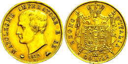 40 Lire, Gold, 1812, M, Napoleon I., Fb. 5, Kl. Rf., Ss.  Ss - Other & Unclassified