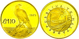 10 Pfund, Gold, 1975, Falke, Fb. 60, Fingerabdrücke, St.  St - Malta